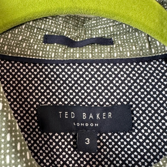 Ted Baker Mens Frend Short Sleeve Woven Collar Polo Green (Size 3=M) - Picture 4 of 7